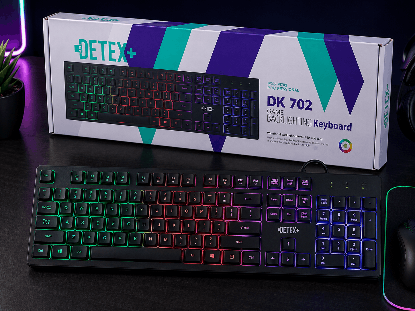کیبورد سیم دار گیمینگ دتکس پلاس مدل DETEX+ DK 702
