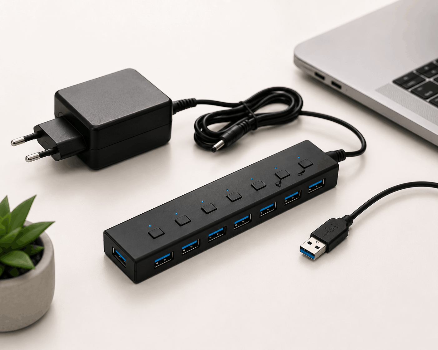 هاب USB آداپتوردار (Powered USB Hub)