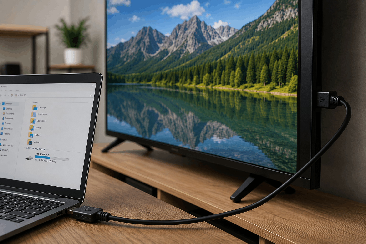 اتصال کامپیوتر به تلویزیون با USB