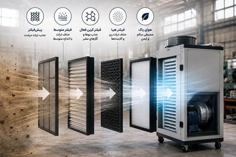 نقش فیلترهای چندمرحله‌ای در تصفیه هوای کارگاه