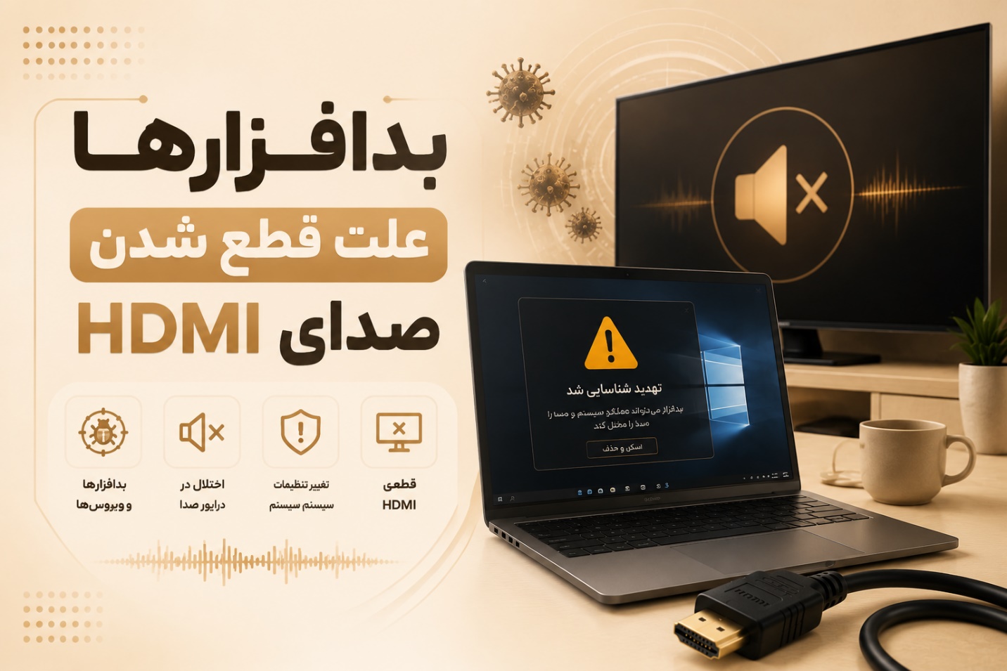 بدافزارها علت قطع شدن صدا hdmi