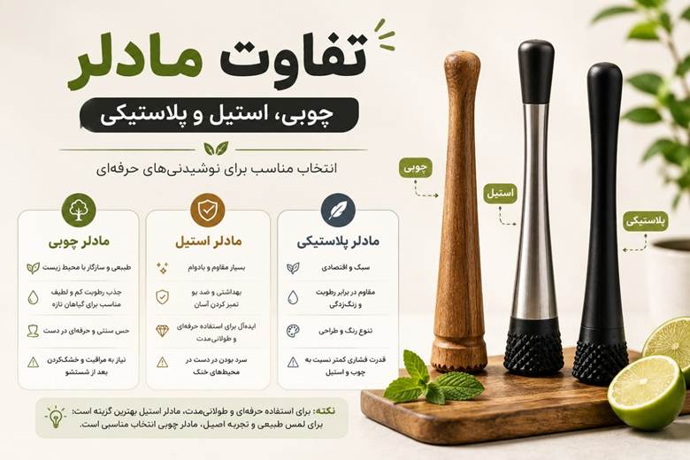 تفاوت مادلر چوبی، استیل و پلاستیکی