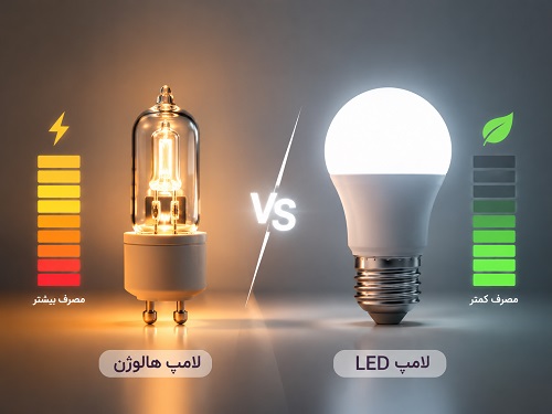 مقایسه مصرف برق لامپ LED در مقایسه با لامپ هالوژن
