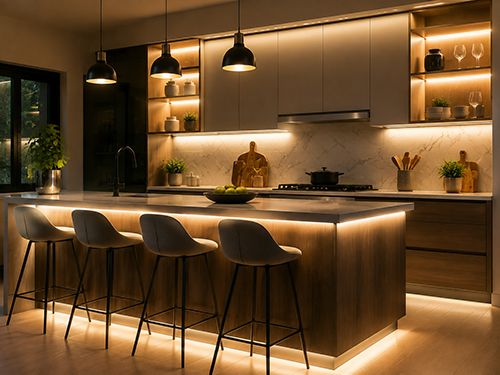 انتخاب نورپردازی برای کابینت، اپن و جزیره آشپزخانه