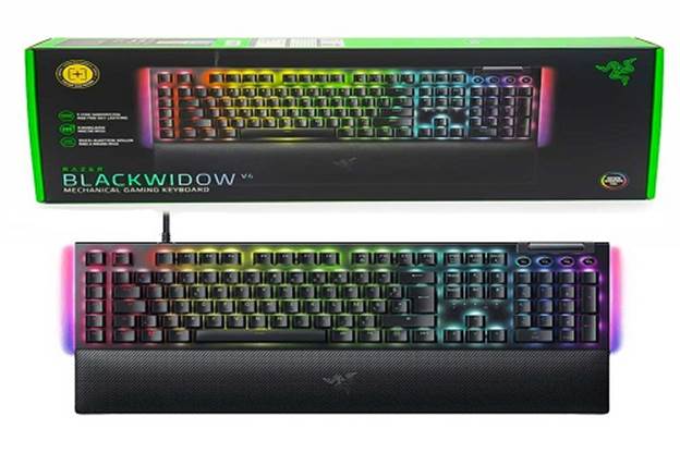 کیبورد سیم دار گیمینگ ریزر مدل RAZER BLACKWIDOW V4 Green Switch