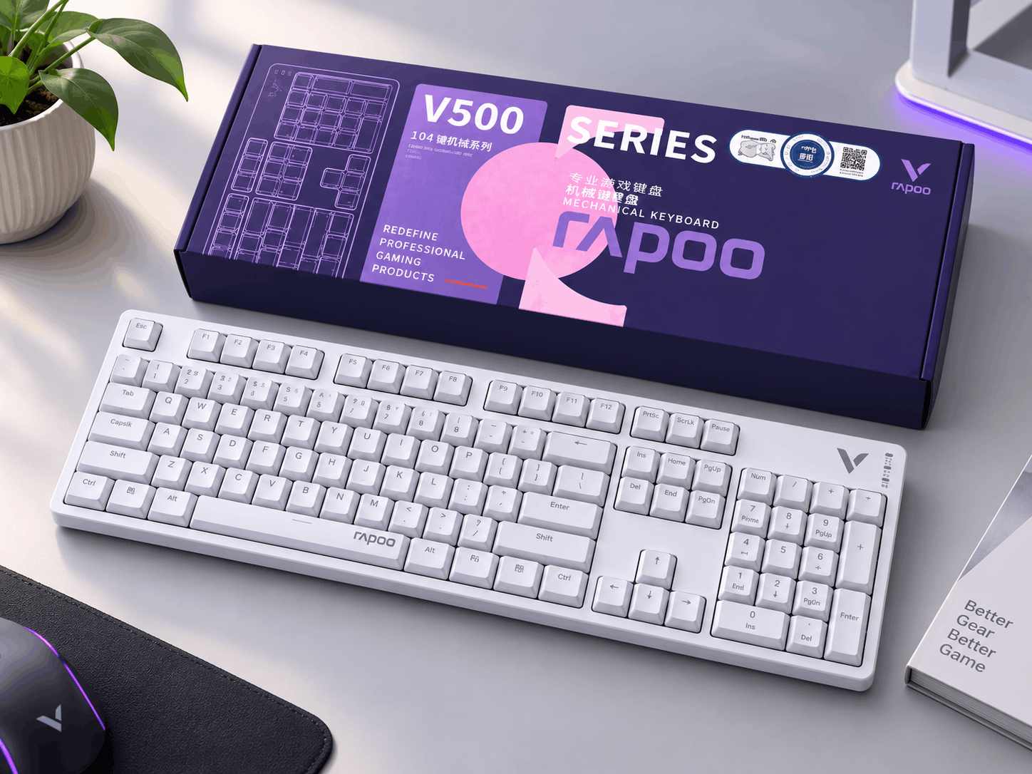 کیبورد گیمینگ سیم دار رپو مدل RAPOO V500 PRO سفید